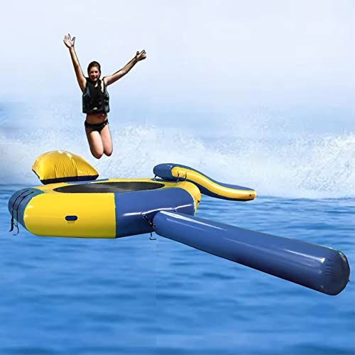 Water Toys,Water Inflatable Lake Trampoline, with Slide Jumping Bag Climbing Ladder Lake Trampoline Waterproof Adults And Children, Playground Trampoline