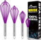 HOTEC Lot de 4 fouets en silicone avec poignée antidérapante pour ustensiles de cuisine antiadhésifs, parfaits pour cuisiner, mélanger, battre et mélanger (violet)