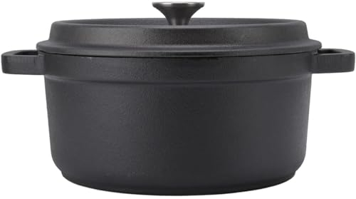 Cast Iron Dutch Oven, Pre-Seasoned Cast Iron Round Oven, Non-Stick Skillet And Pot Set Casserole Dish, Cast Iron Cooking Pots for Cooking Frying Baking on Open Fire,Black,28cm