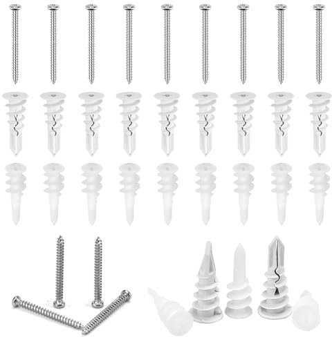 DECARETA 100 PCS Cheville pour Plaques de Plâtre Cheville Autoforeuse Placo Cheville à Expansion Placo en Alliage de Zinc Cheville Placo a visser pour Etagères, Miroirs, Bois