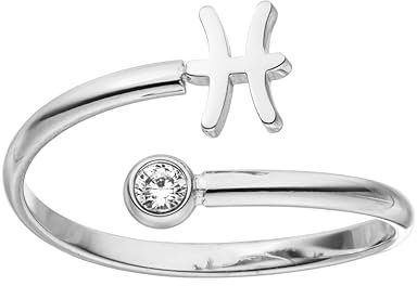 Purelei® Sternzeichen Ring Fisch (Silber) – Wasserfester Damenring aus langlebigem Edelstahl – Verstellbare Ringe von Größe 60 bis 66 – Modeschmuck für deinen individuellen Look