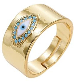 GleaMora Vintage Devil's Eye Geometrischer Spaltring mit Zirkonia-Ringen für Frauen Verstellbare Goldring Eheringe Boho Schmuck Geschenk
