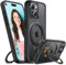 Miracase Hülle für iPhone 15 Handyhülle mit 360° Ständer Case für iPhone 15 Schutzhülle für MagSafe Matt Stoßfest Keine Fingerabdrücke Handy Hülle 6,1 Zoll(Schwarz)