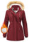 FemiChic Cappotto Donna Invernale Giubbotto Parka in Pelliccia Caldo Giacca con Cappuccio Giacche Casual Cappotti Invernali Foderato in Pile Inverno Outdoor(Rosso vino,S)