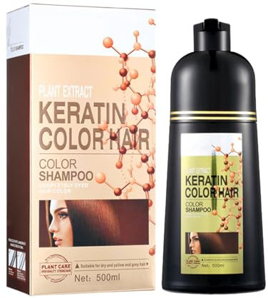 Champú Para Tinte De Cabello Marrón Oscuro, Champú Para Tinte Natural Para El Cabello, Tinte Para El Cabello 6 En 1 Que Cubre Las Canas, Champú De Color De Larga Duración Para Hombres Y Mujeres