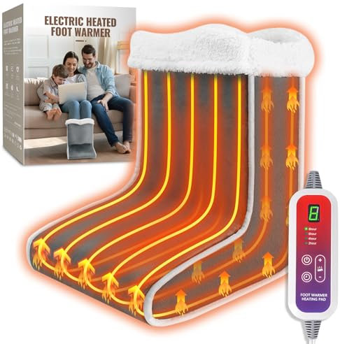 Mefine Chauffe Pied Electrique, Chauffage Rapide Chauffe Pied avec 6 Niveaux de Température et 4 Minuterie, Lavable Chauffe Pieds Chauffant Électrique avec Arrêt Automatique pour Maison Bureau