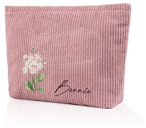 Pochette Maquillage Personnalisée Sac à Cosmétiques à Glissière Trousse de Toilette Voyage Cadeaux pour Les Femmes Amies Sœurs (Rose 1)