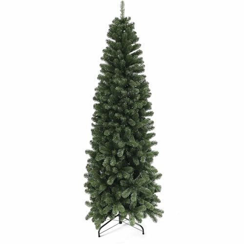 Albero di Natale artificiale slim cm 230 Ben Nevis folto stretto, Apertura ad Ombrello