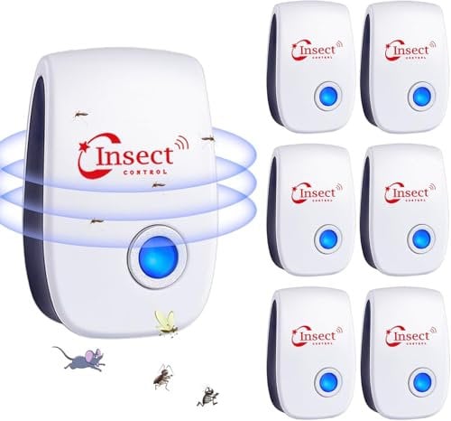 Ultraschall Schädlingsbekämpfer, 6 Stück Elektronische Insektenschutzmittel, Moskitoschutz Innenräumen & Pest Control Repeller für Mücken, Spinnen, Kakerlaken, Mäuse