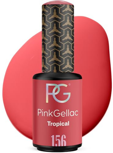 Pink Gellac Gel Nagellack UV - 156 Tropical 8 ml - Gelnagellack für UV Lampe - Rot - Einfache Anwendung Nail Polish für 14 Tage Salonqualität - Veganer Gellack Made in Holland
