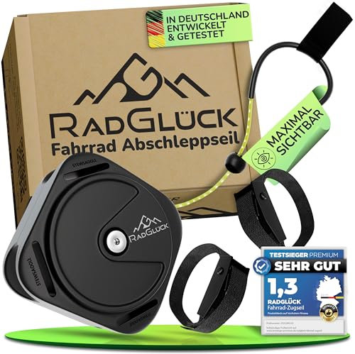 RadGlück® Abschleppseil für Kinder & Familien – 2,4 m elastisch aus Kevlar-Nylon | Fahrrad-Zugsystem für Ausflüge, MTB & Pannenhilfe