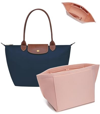 lumanothy Taschen Organizer Shopper, Handtaschen Organizer mit Multi-Pocket, Filz Longchamp Organizer für Longchamp, polene, mommy bag, Einkaufstasche, Rosa, M