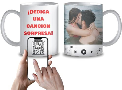 Fresh-KO -Taza personalizada con foto | Taza Personalizada con cancion | Tazas personalizadas | Tazas Desayuno | Tazas originales para regalar | Regalo original | Apta para lavavajillas | 330ML