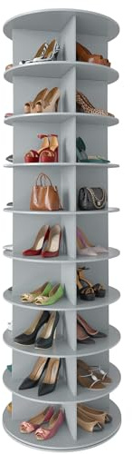 SpaceAid Drehbares Schuhregal mit 9 Ebenen, drehbares Schuhregal, Lazy Susan, drehbares 360-Grad-Schuhregal, Aufbewahrung, rundes Karussell, vertikale Handtasche, drehbar, Schuhschrank, Organisation