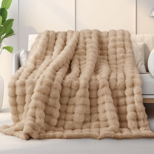 Miyacare Kuscheldecke 200x230 cm, Beige Dick Kuscheldecke Flauschig | Super Soft Wohndecke, 1000GSM, Couchdecke, Warme Überwurfdecke Sofadecke, für Sofa Schlafzimmer Büro