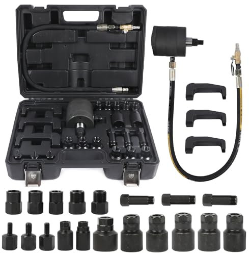 KAISAL 24pcs Extracteur d'injecteur Pneumatique, Extracteur d'injecteur Diesel avec Adaptor, Injecteur Extracteur Compatible avec Bosch, Delphi, Denso, Siemens CR Injecteurs