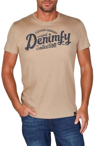 DENIMFY Tshirt Herren Baumwolle Regular Fit DFNuri Rundhals Kurzarm Sommer | Tee Shirt Logoprint Schwarz Grau Blau Grün Rot Weiß Navy S M L XL XXL 3XL 4XL 5XL