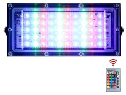 Projecteurs extérieurs, 1/2/4 Pcs/lot 100 W 50 W RGB Projecteur Lampe Éclairage Extérieur Projecteur Étanche Réflecteur Led Rgb Projecteur Avec Télécommande(50W,2 Pieces)