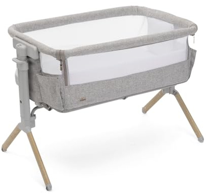 Chicco Next2Me Armonia, Culla Neonato Fianco Letto, Spondina Apribile, 11 Livelli di Altezza, Altezza Regolabile da 66 fino a 83 cm, 4 Ruote, Ottima Circolazione dell’Aria, Grigio Chiaro Melange