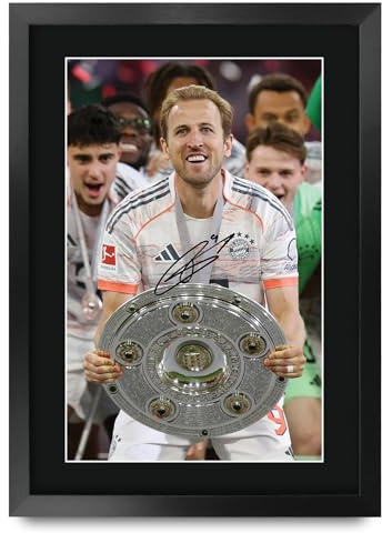 HWC Trading Harry Kane Bayern Munich Geschenke Gedrucktes Signiertes Autogramm Foto für Fußball Anhänger and Fans (ID-000097) - A3 Gerahmt