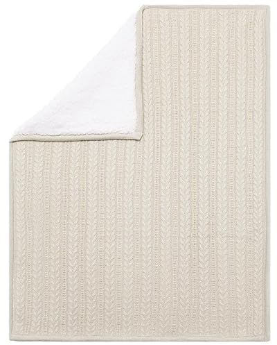 Ellepi Decke für Wiege, 70 x 90 cm, außen 100 % natürliche Baumwolle, innen Sherpa Lammfell, sehr warm (beige)