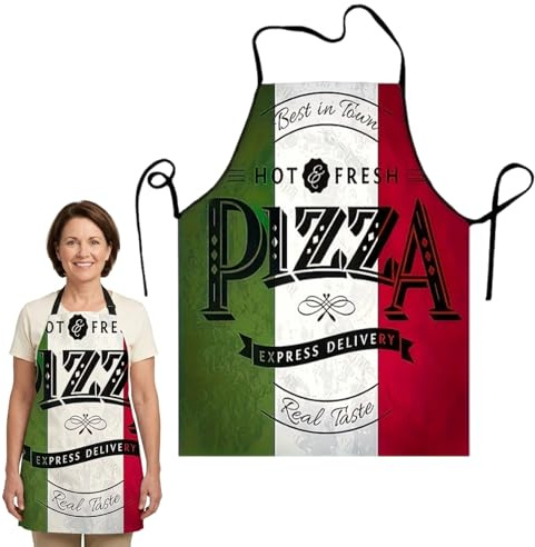 SKDFHOD 1 Stück Pizza Schürze, Aprons for Home Kitchen, Italienische Flagge Grillschürze, 60 X 80 cm Lustige Küchenschürze, Kochschürze Wasserdicht, Geburtstagsgeschenke für Männer Vater Ehemann