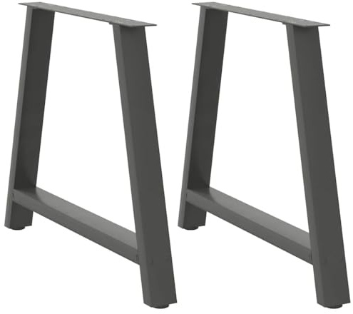 RCODSSK Lot de 2 pieds de nivellement réglables, en forme de A, anthracite, 100 x 72-73 cm, pieds de table en acier revêtu par pulvérisation pour un montage stable