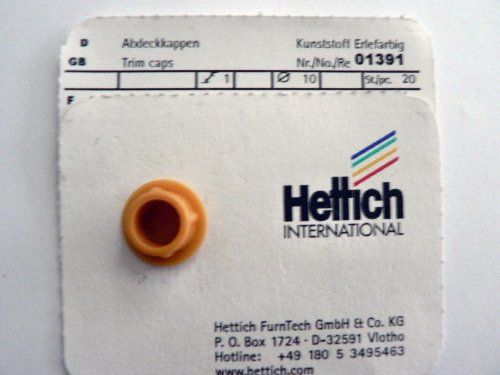 Hettich Abdeckkappen zum Eindrücken, Kunststoff, Erle/Buche, D: 10 mm, 20 Stück, Artikelnr. 1391