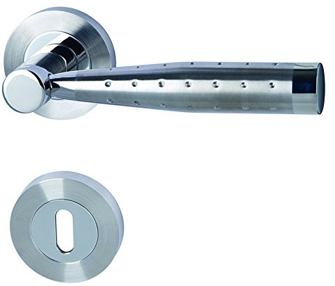Alpertec Solid 5-R Chrom/Edelstahlfarbig satiniert BB für Zimmertüren Drückergarnitur Türdrücker Türbeschläge, 88029200C