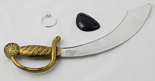 Foxxeo Piraten Set Säbel Augenklappe Ohrring für Herren Fasching Karneval