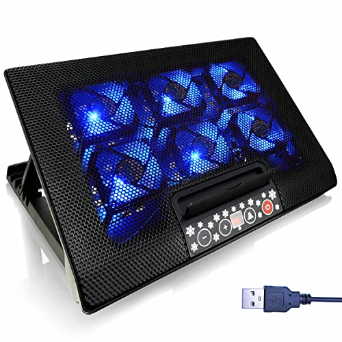 AABCOOLING NC77 - Laptop Lüfter Unterlage mit 6 Lüftern, Einstellbare Neigung und Blau LED, Cooling Pad, Laptop Stand, Auflage für Laptops bis 17 Zoll und PS4 PRO/Xbox Consolen, Notebook Cooler