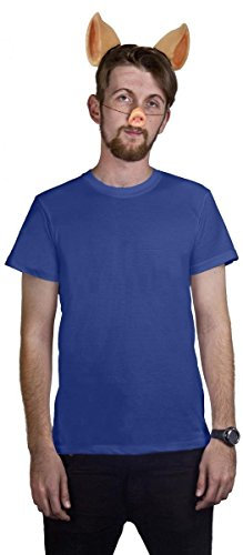I LOVE FANCY DRESS Ferkel/Schweine=KOSTÜME VERKLEIDUNG= SCHWEINEOHREN+SCHNAUTZE+SCHWÄNZCHEN+Tshirts =Erwachsene/BLAU/-Large