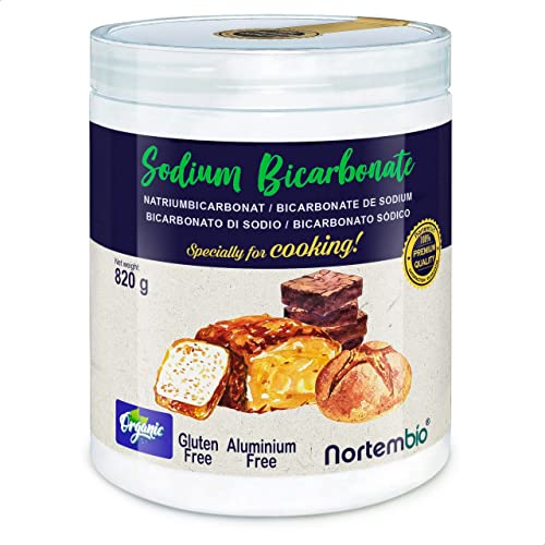 Nortembio Bicarbonato de Sodio Alimentario 820g 100% Natural, Sin Aluminio, Vegano, Apto para Celíacos y Repostería | Incluye eBook de Recetas GRATIS