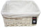 H-LINE SMALL White Wicker Willow Storage Basket with Cloth Lining Ideal for Christmas/Easter/Newborn Gift Hamper, Make Your Own Hamper