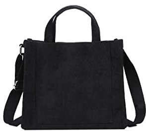 Ulisty Damen/Mädchen Klein Cord Fäch Tragetasche Mini Top Griff Tasche Lässig Schultertasche Handtasche Umhängetasche Schwarz