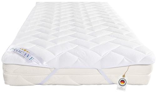 PROCAVE Matratzenauflage AloeVera versteppt, Matratzenschoner mit 4-Eckgummis, Matratzen-Spannauflage 100% aus Deutschland, Matratzenschutz in 150x210 cm