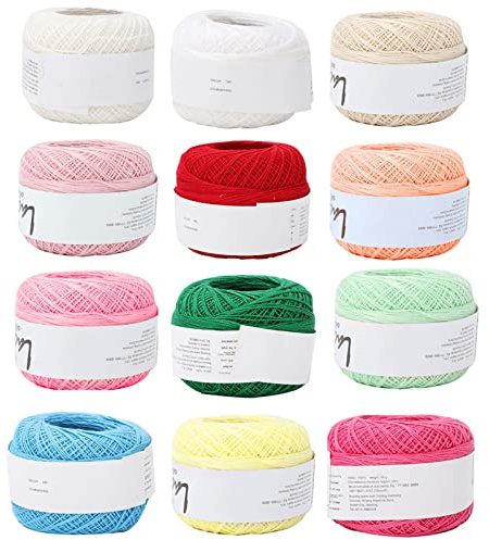 Fil De Dentelle Ligne De Coton Au Crochet Soie Fine Ligne Mince Pour Foulard Coupe Chaussette (12 Couleurs Dans Le Set)