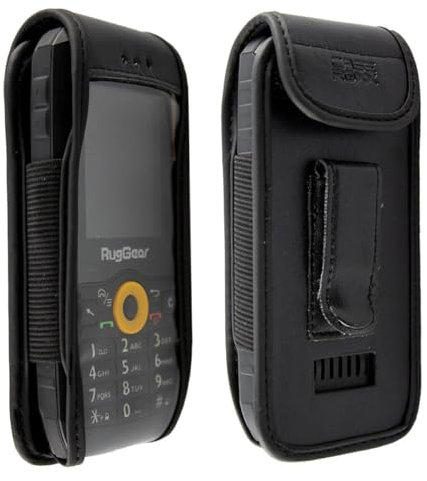 caseroxx Ledertasche mit Gürtelclip für RugGear RG150 in schwarz – robuste Handy-Tasche mit Sichtfenster & Gürtelclip aus Kunstleder, ideal für Beruf, Freizeit, Outdoor & sicheren Transport