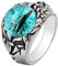 HIJONES Herren Gothic Biker Drachen Dämon Augen Ring aus Edelstahl Silber Blau Edelstein Größe 70