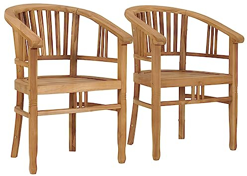 vidaXL 2X Teak Massiv Gartenstuhl Witterungsbeständig Gartensessel Sessel Holzstuhl Essstuhl Gartenmöbel Balkonstuhl Terrassenstuhl Stuhl Stühle