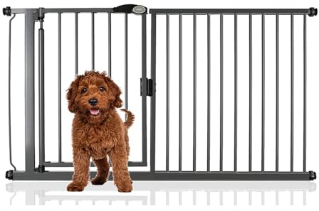Bettacare Auto Close Pet Gate, 154.5cm - 161.2cm, Slate Grey, Pressure Fit Stair Gate for Dog & Puppy, Safety Barrier for Doors Hallways and Spaces, Easy Installation