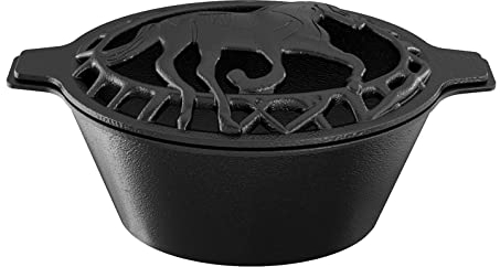 Fire Beauty Woodstove Steamer Stove Humidifier Cast Iron Lattice Top Rust Resistant 2.3 Quart Capacity (horse)