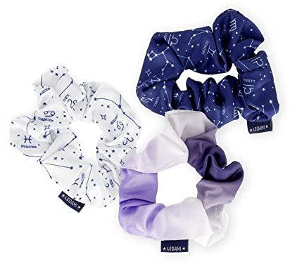 Legami - Set von 3 Hair Scrunchies Hair We Are, Haarband, Bungee-Riemen mit Satin-Effekt-Stoff, Stars-Thema