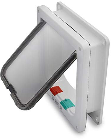 Porta per Gatti HUA Gattaiola/Porta per Animali Domestici Facile da Installare, Spessore Regolabile, Ingresso E Uscita Liberi, Sportello A Ribalta per Porte E Finestre Scorrevoli in Vetro, Bianco