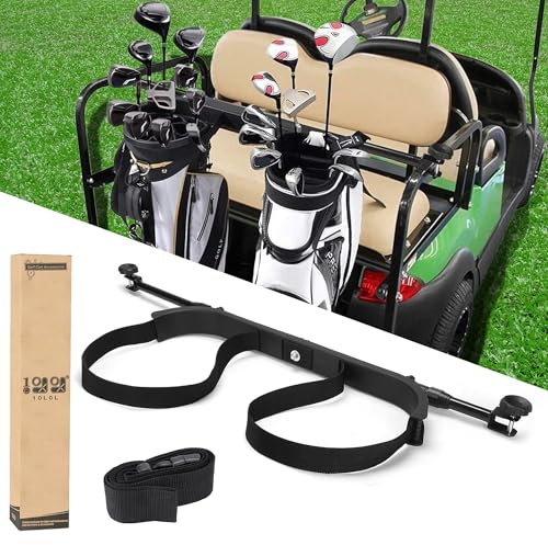 10L0L No Drilling Golf Cart Bag Holder, Universal Adjustable Rear Seat Bag Attachment for 2+2 Seater with 1” Square Metal Frame (Not for Plastic), Stainless Steel Bracket, Fits Yamaha,EZGO, Club Car