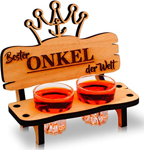 DARO Design Schnapsbank mit Schnapsglas Deko Anker und Herz Geschenk - Bester Onkel der Welt