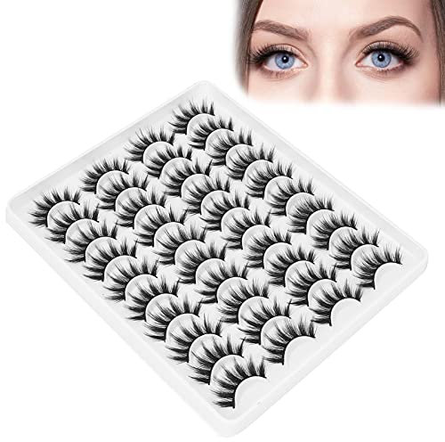 Falsche Wimpern, 20 Paar Weiche Lange Dichte Falsche Wimpern Wiederverwendbares Make up Falsche Wimpern Set, Künstliche Natürliche Schwarz Pure Wiederverwendbar Dicke Wimpern (06)