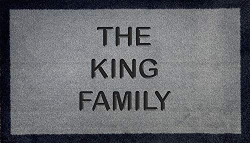 Artisan Kiss GREY NYLON DOOR MAT 70x40cm Washable Personalised Customised Internal Indoor Wedding Gift Present Unique (DIFFERENT FONTS)