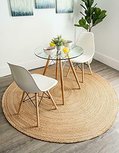 Teppich, rund, 100 % natürliche Jute, handgeflochten, wendbar, 300 x 300 cm