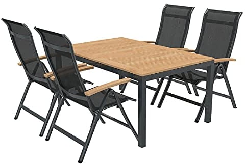 OUTLIV. Alpha Sitzgruppe mit Tisch für Garten, Balkon oder Terrasse, 5-teilig mit Ausziehtisch, Gartenmöbelset